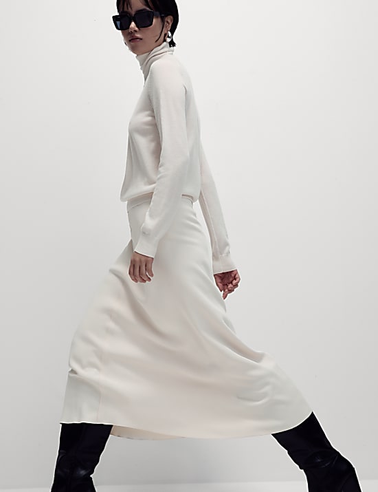 Κρεπ μίντι-μάξι φούστα σε Α γραμμή