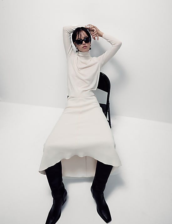 Κρεπ μίντι-μάξι φούστα σε Α γραμμή