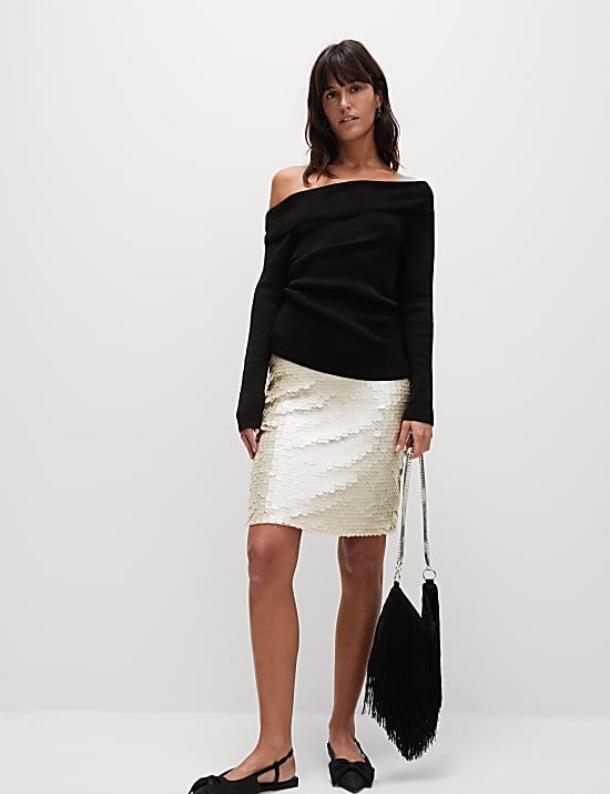 Rok Kolom Panjang Lutut Payet