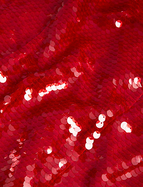 Gaun Terusan Mini Leher Persegi Payet