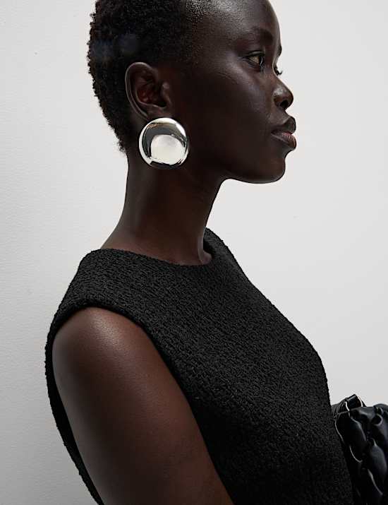 Textured Knitted Fringed Mini Dress