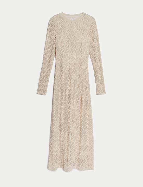 Jersey Lace Round Neck Midaxi Column Dress