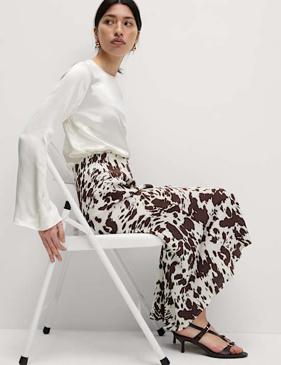 Animal Print Midaxi Slip Skirt