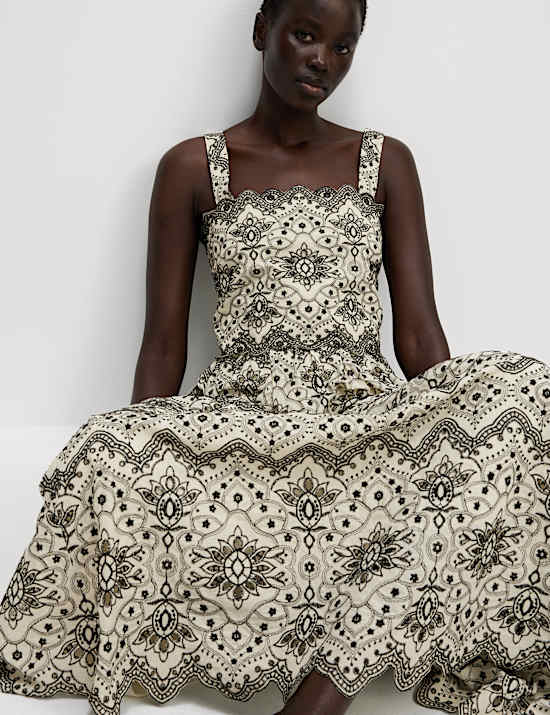 Pure Cotton Embroidered Maxi Circle Skirt