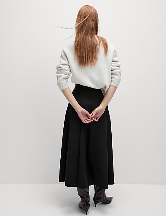 Midaxi-wikkelrok met plooien