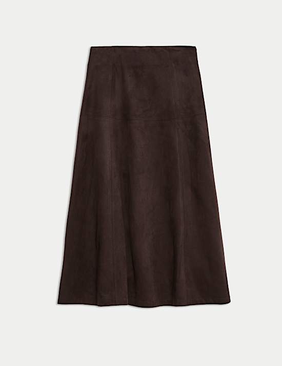 Suèdette maxi-rok met A-lijn