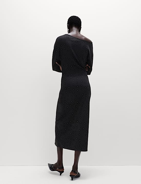 Embellished Bodycon Midi Dress