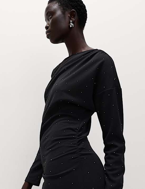 Embellished Bodycon Midi Dress