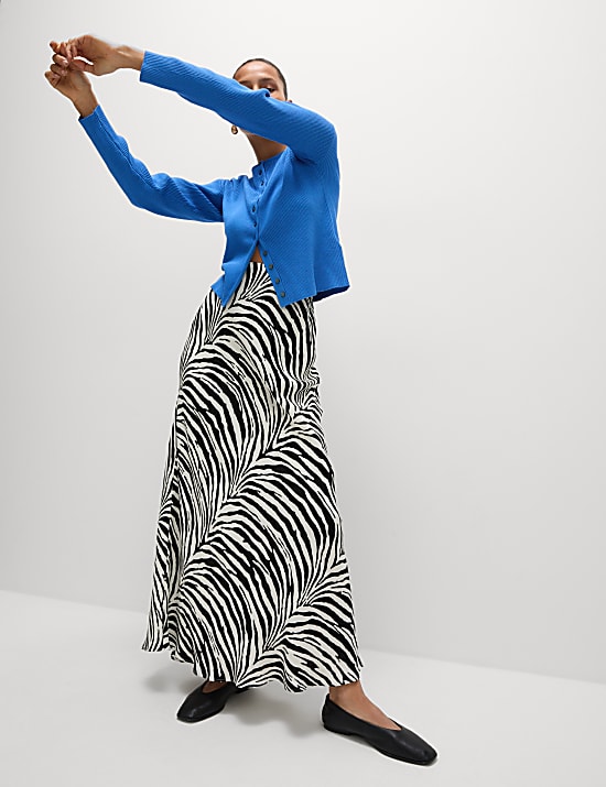 Jupe midi coupe longue à imprimé animal