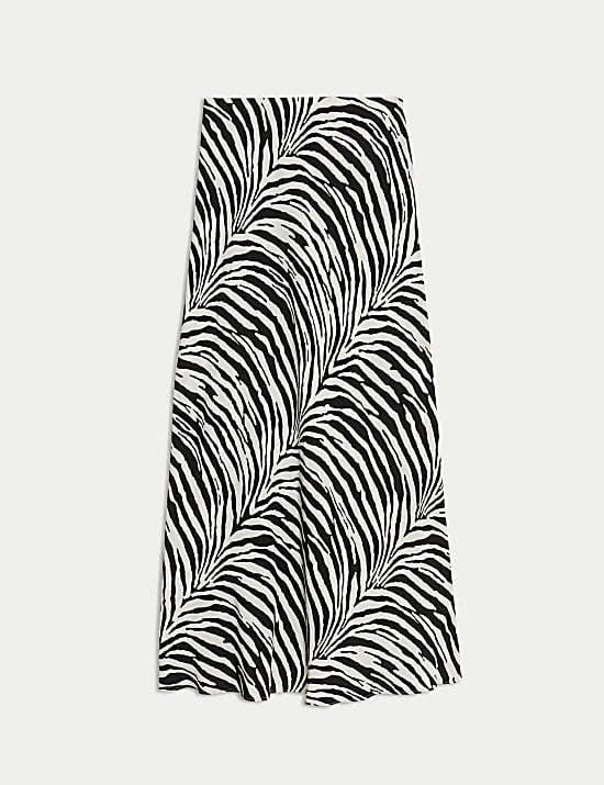 Jupe midi coupe longue à imprimé animal