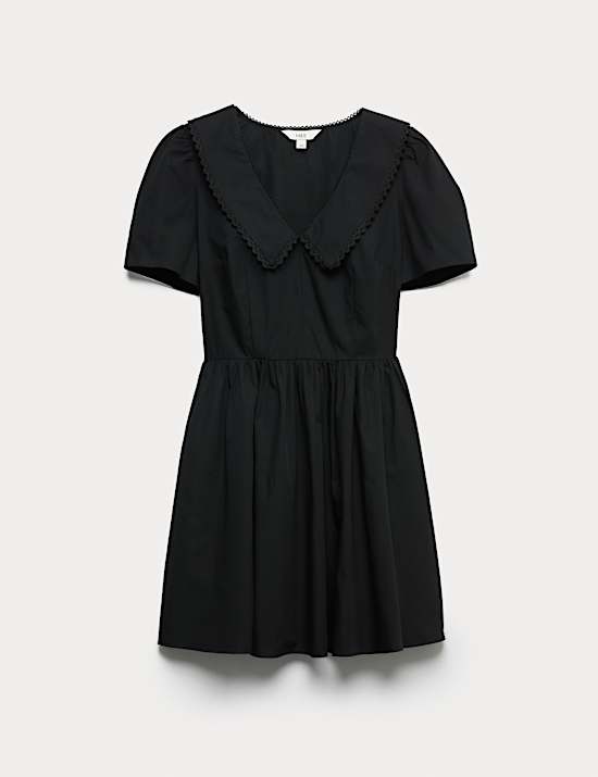 Pure Cotton Peter Pan Collar Mini Smock Dress