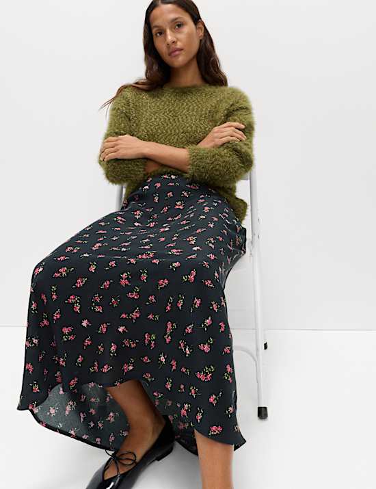Floral Midaxi A-Line Skirt