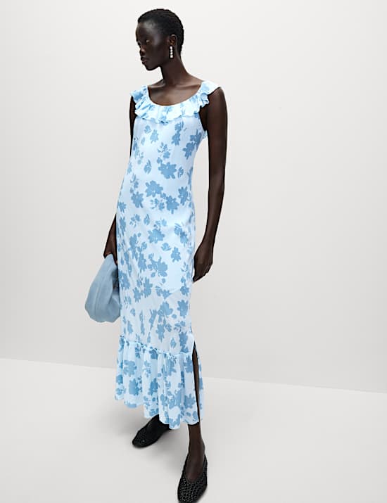 Floral Ruffle Midi Tiered Dress