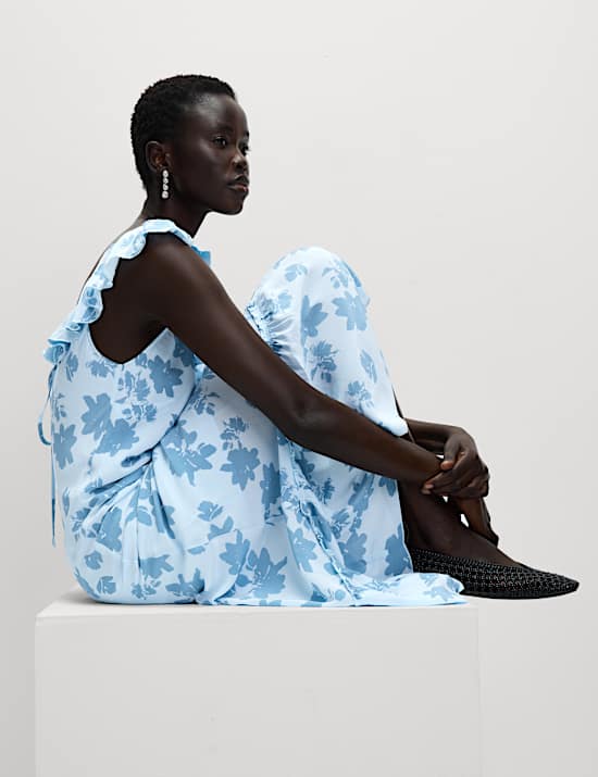 Floral Ruffle Midi Tiered Dress