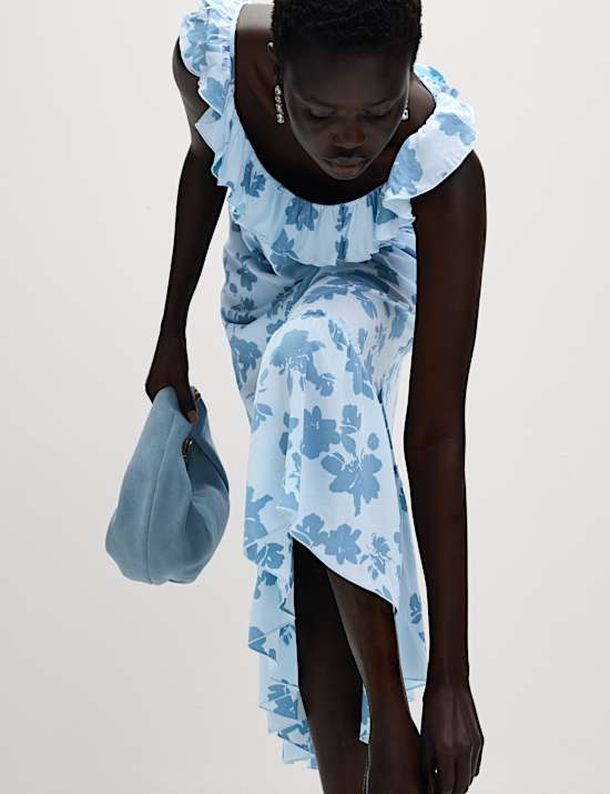 Floral Ruffle Midi Tiered Dress