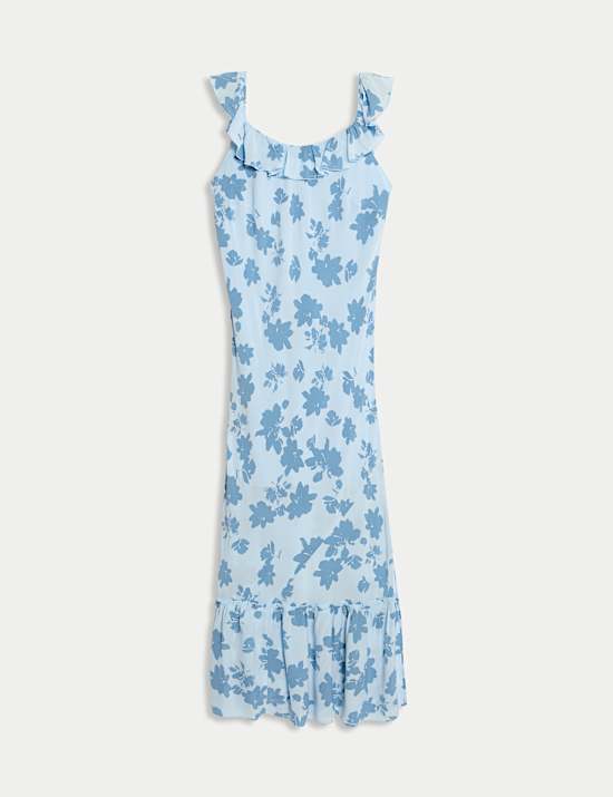 Floral Ruffle Midi Tiered Dress