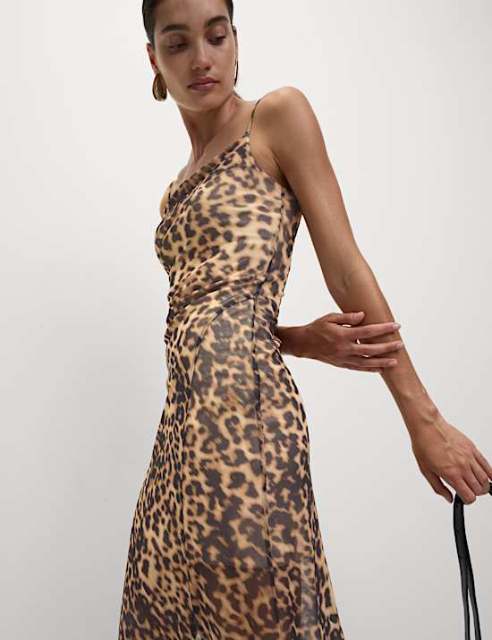 Geblümtes Midi-Bodycon-Trägerkleid aus Mesh