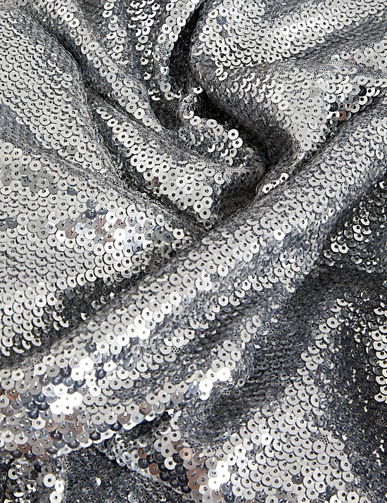 Μίντι ριχτό φόρεμα με τετράγωνη λαιμόκοψη και παγιέτες