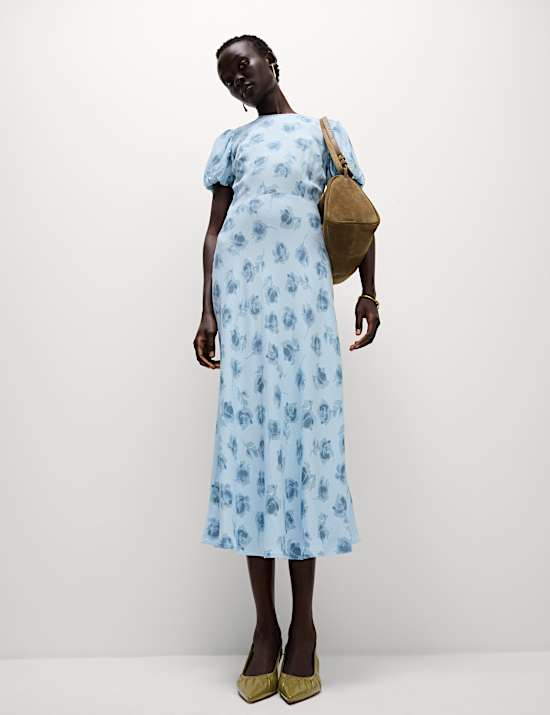 Floral Round Neck Midaxi Tea Dress