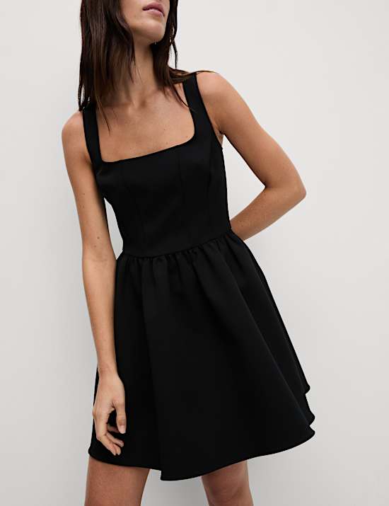 Square Neck Waisted Mini Dress