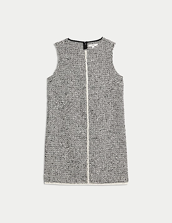 Dogtooth Mini Shift Dress with Wool