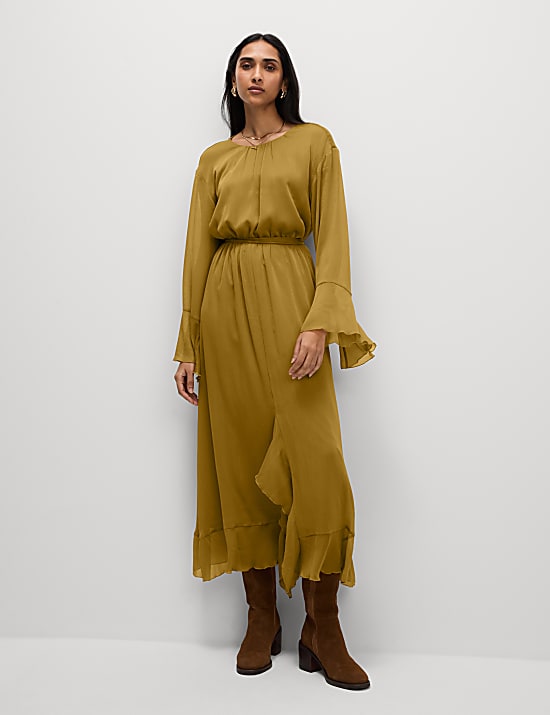 Frill Detail Maxi Tiered Dress