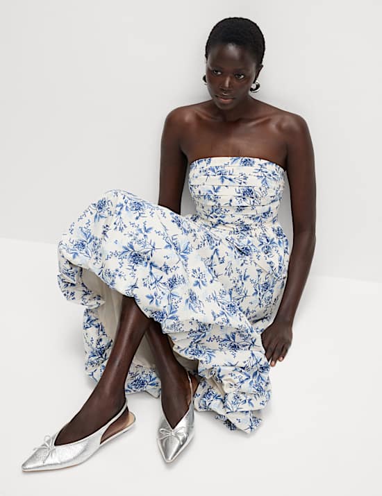 Μίντι-μάξι φλοράλ φούστα με φραμπαλάδες στο στρίφωμα από 100% βαμβάκι