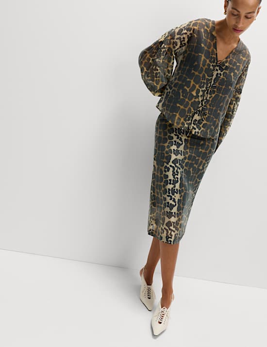 Animal Print Midi Skirt