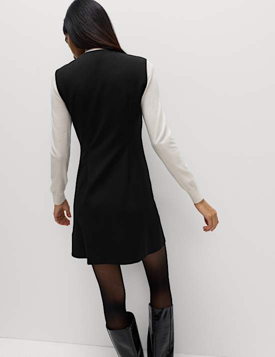 Button Detail Mini Shift Dress