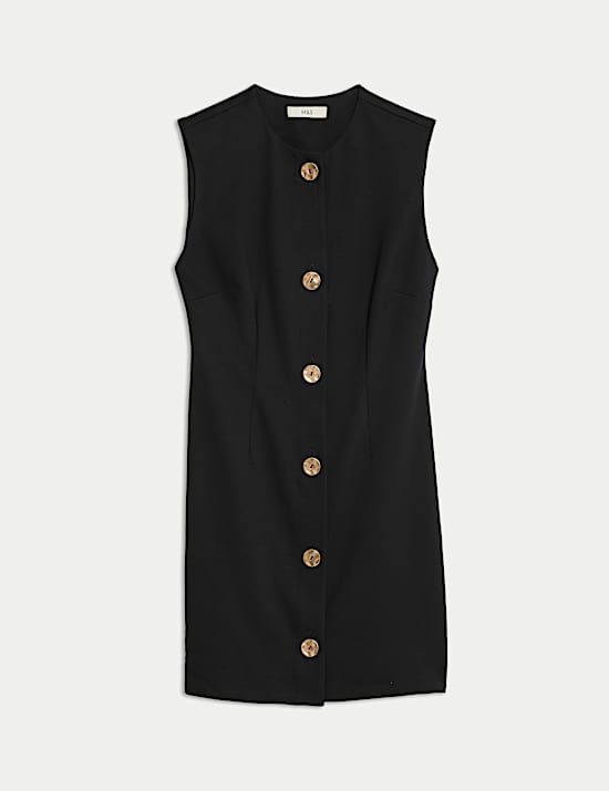 Button Detail Mini Shift Dress