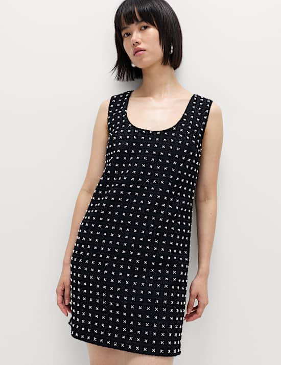 Embellished Mini Shift Dress