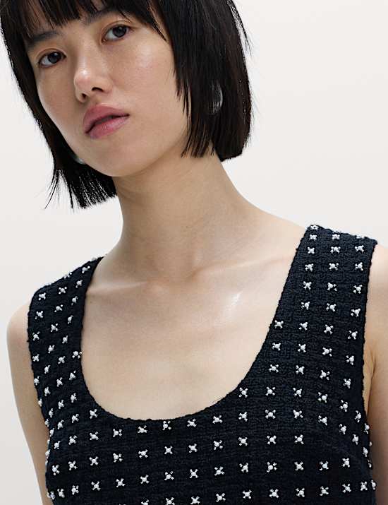 Embellished Mini Shift Dress