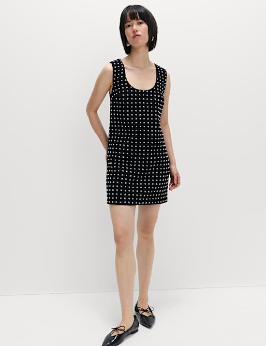 Embellished Mini Shift Dress