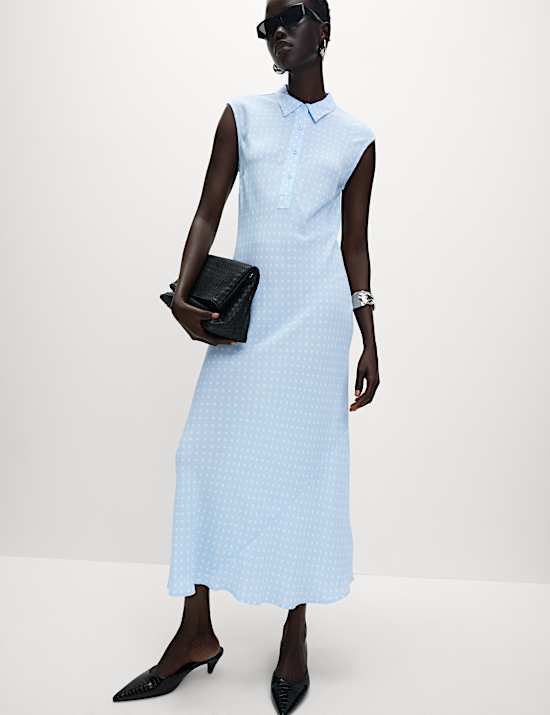 Polka Dot Maxi Shirt Dress