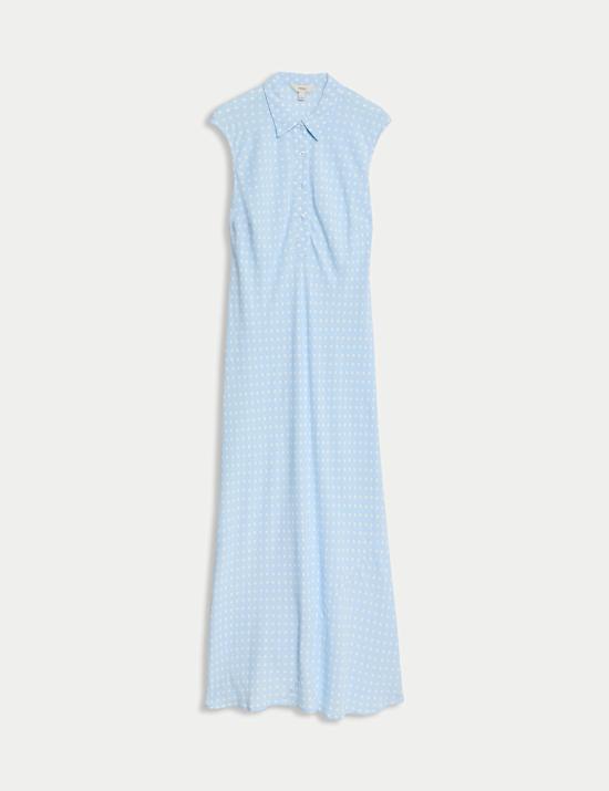 Polka Dot Maxi Shirt Dress