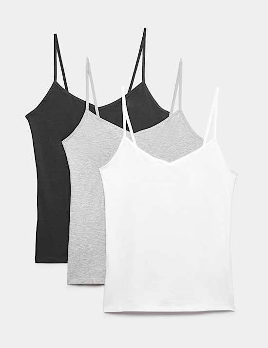 3pk Cotton Rich Strappy Vests