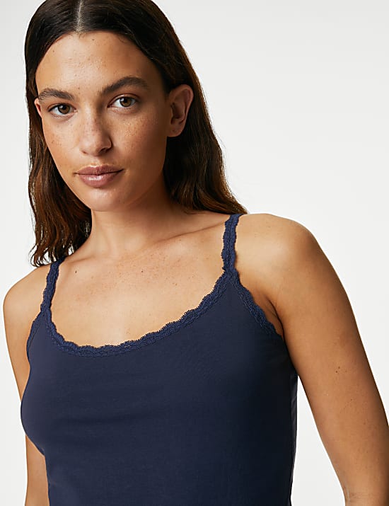 Φανελάκι με τελείωμα από δαντέλα με υψηλή περιεκτικότητα σε βαμβάκι, σετ των 3