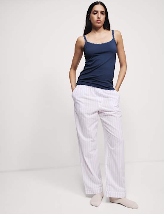 3pk Cotton Rich Lace Trim Vests