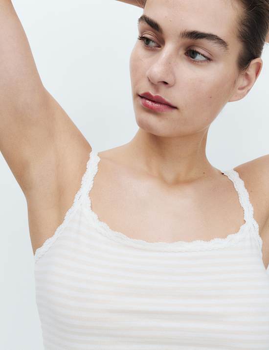 3pk Cotton Rich Lace Trim Vests