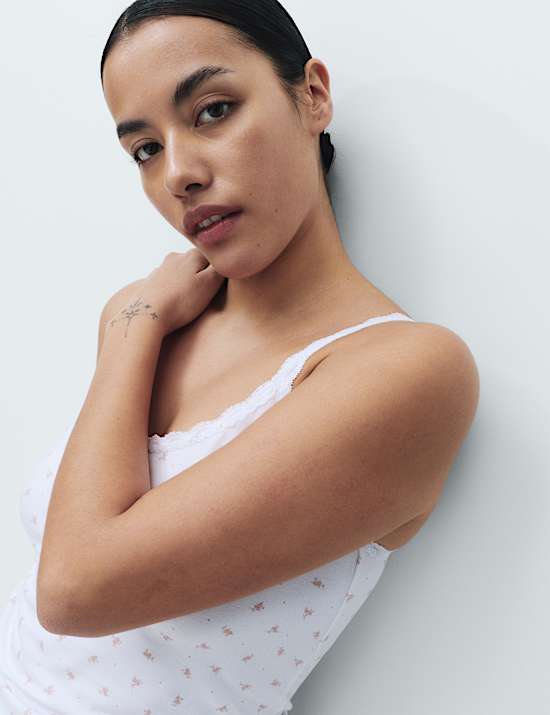 5 Pack Cotton Rich Lace Trim Vests