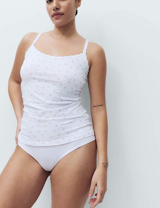 5 Pack Cotton Rich Lace Trim Vests