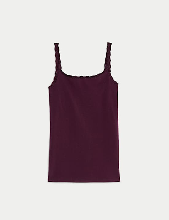 Cotton Rich Lace Trim Vest