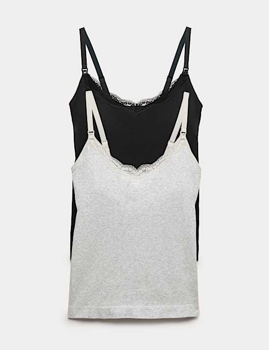 2 Pack Seamfree Lace Trim Nursing Vests