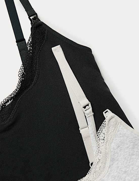 2 Pack Seamfree Lace Trim Nursing Vests