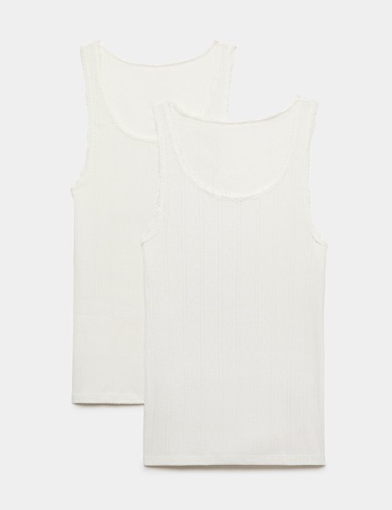 2 Pack Thermal Pointelle Built Up Shoulder Vest