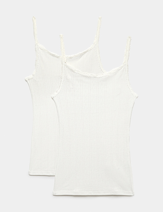 2 Pack Thermal Pointelle Strappy Vests
