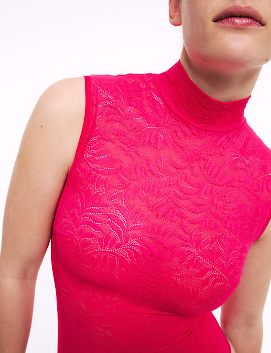 Flexifit&trade; Lace Sleeveless Turtle Neck Body