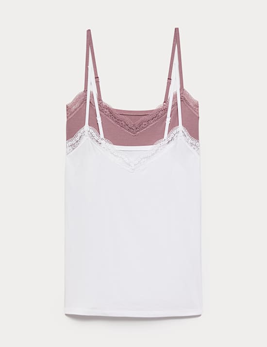 2 Pack Modal Rich Flexifit&trade; Lace Trim Vests