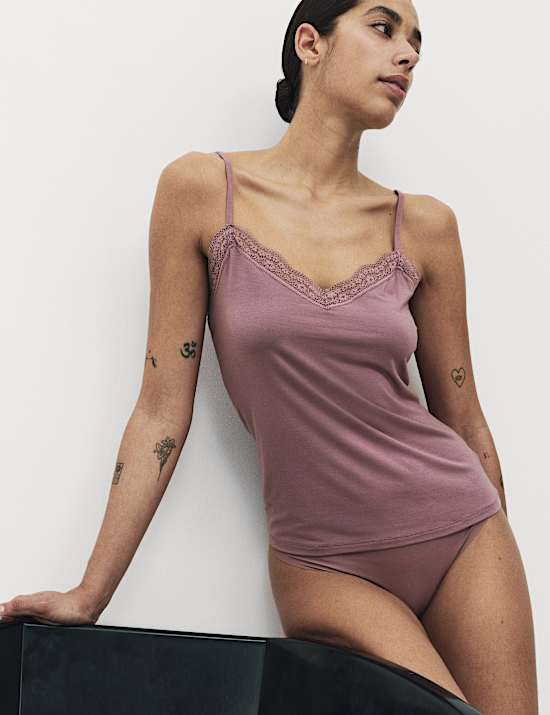 2 Pack Modal Rich Flexifit&trade; Lace Trim Vests