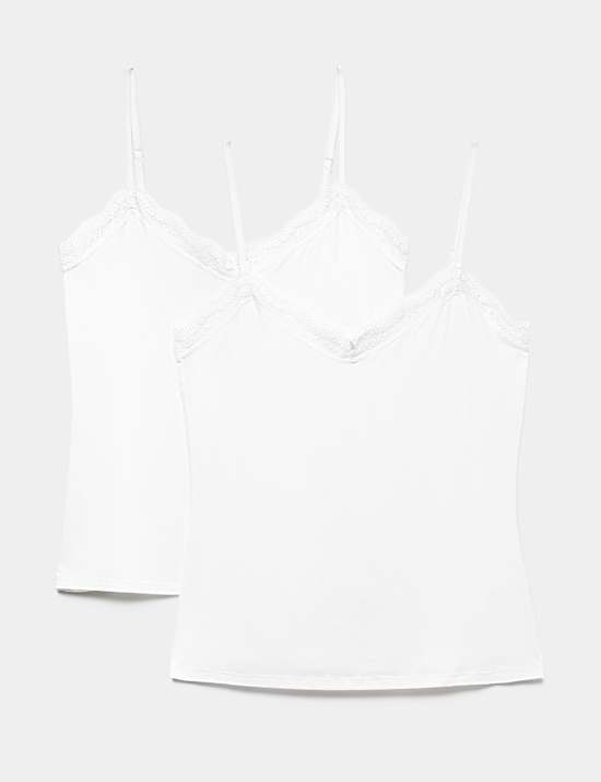 2 Pack Modal Rich Flexifit&trade; Lace Trim Vests